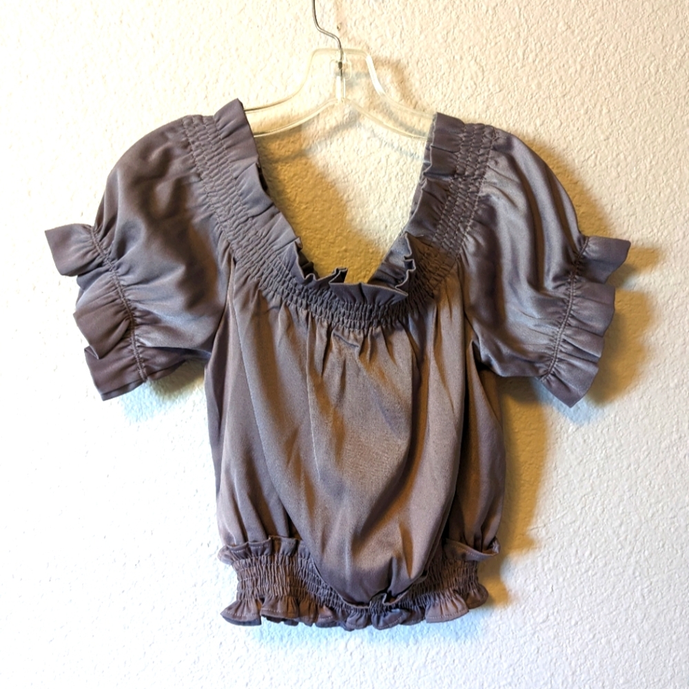 💕SALE💕 NEW Romeo and Juliet Couture Off the Shoulder Top Crop Style Blouse L - Picture 3 of 10